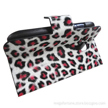 Leopard Pattern Leather Case for Samsung Galaxy S3 Mini/8190, with Credit Card Holder and Bill Site